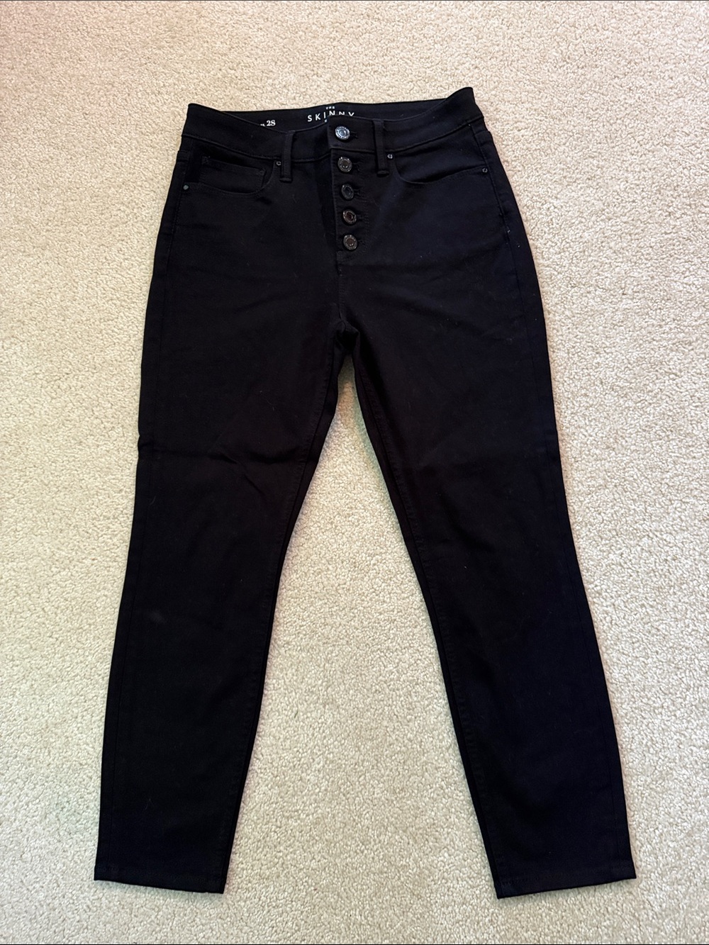 White House Black Market Black High-Rise Skinny Jeans with Button Fly